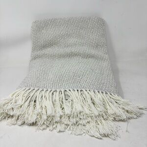 DOCOFIL Gray Woven Cotton Acrylic Throw Blanket Fringed Cozy Soft Portugal